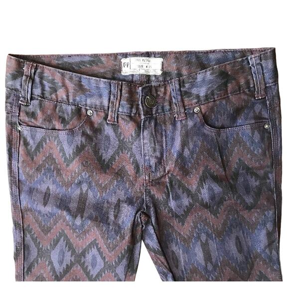 Free People Womens Purple Aztec Print Skinny Jeans Size 25 - Picture 2 of 5